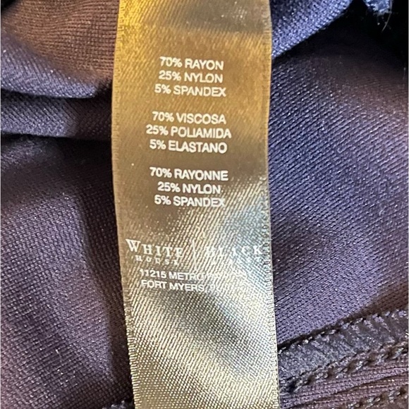 WHBM Outfit Elegant Blue and White Top with Navy Luxe Stretch Skinny Pants - Picture 15 of 16